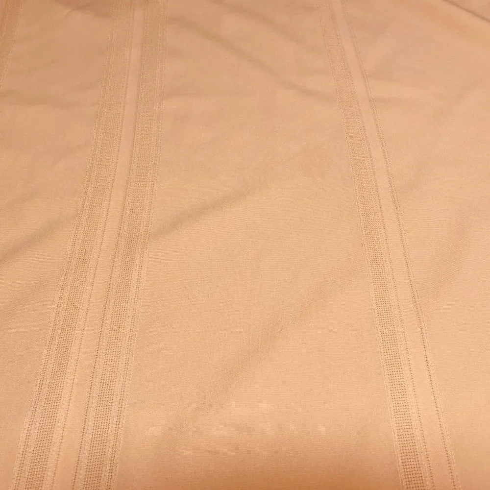 Vintage Tablecloth Table Cover Pink Peach Polyester Blend Vertical Bands Pattern